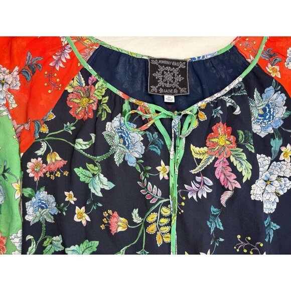 Johnny Was Green Embroidery Boho Blouse Long Sleeve Top, Size XS - Picture 3 of 4